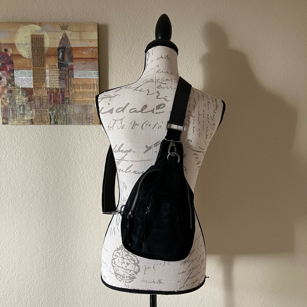 Free People Hudson Sling Bag suede mini backpack EUC